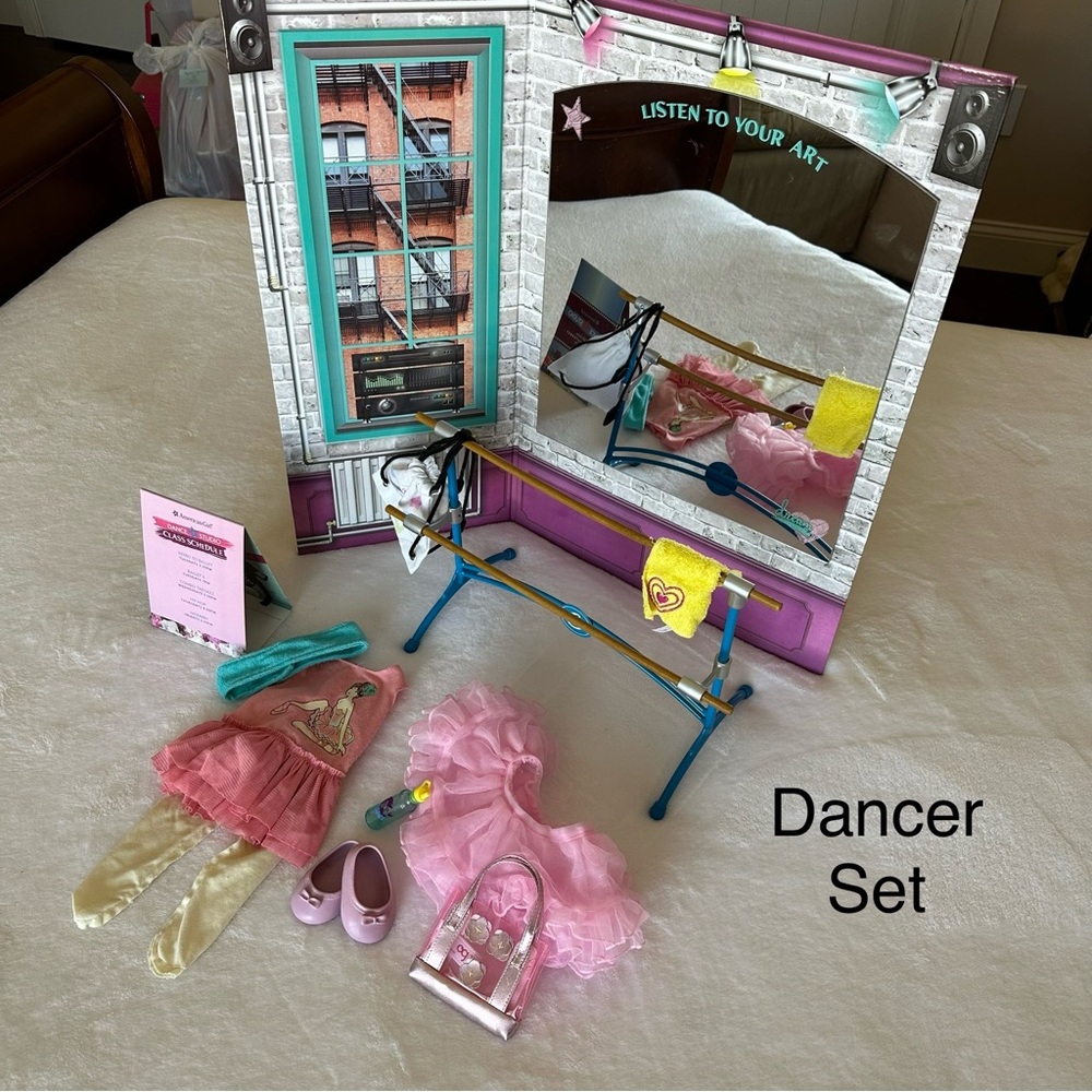 American Girl Dancer Set with Pink and Blue Accessories